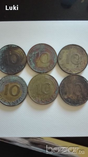 6 монети × 10 пфенига,различни години., снимка 1