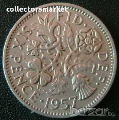 6 пенса 1957, Великобритания, снимка 1