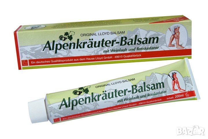 Алпийски билков балсам с лозови листа и конски кестен за вени 200 мл от Германия, снимка 1