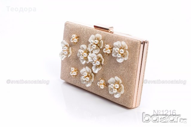 Абитуриентска дамска чанта клъч с цветя, снимка 4 - Чанти - 20181035