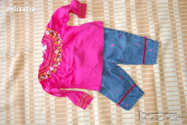 Блузка H&M 1,5-2г. и дънки, снимка 1 - Бебешки блузки - 11287517