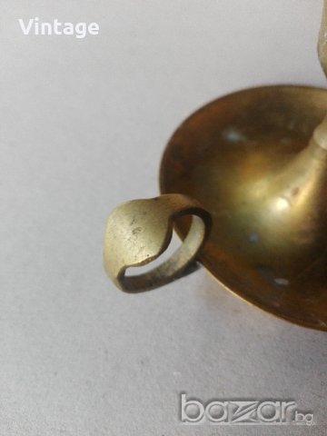 месингов свещник, снимка 3 - Антикварни и старинни предмети - 19841780