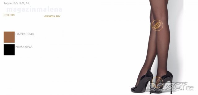 Golden Lady 15DEN черен прозрачен тънък чорапогащник 40-65кг Голдън Лейди фини чорапогащи, снимка 2 - Бельо - 14046429