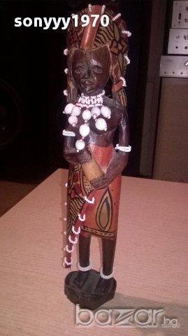 Африканска фигура от дърво-31х7см-внос швеицария, снимка 1 - Антикварни и старинни предмети - 17317721