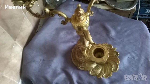 бароков свещник-тройка, снимка 5 - Антикварни и старинни предмети - 25197476