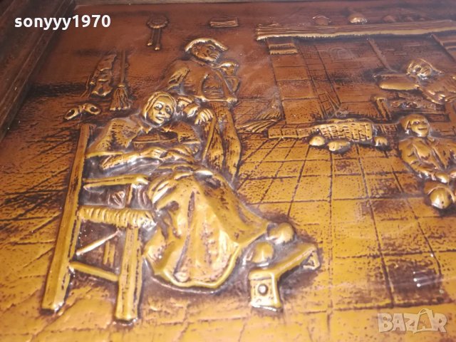 ГОЛЯМА картина-релефна-мед/месинг-73х52см-внос швеицария, снимка 7 - Антикварни и старинни предмети - 21518531