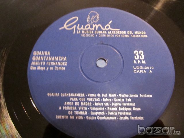 Грамофонна плоча -  GUAJIRA GUANTANAMERA  - Joseido Fernandes, снимка 3 - Грамофонни плочи - 15062544