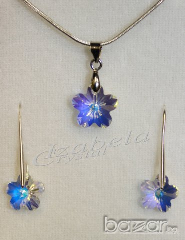 Комплект Сваровски "flower" Swarovski elements, снимка 3 - Бижутерийни комплекти - 8055400