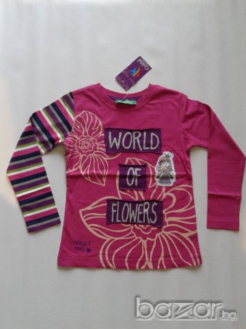 Детска блуза за момиче 100% памук- лилаво и  розово