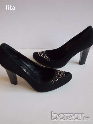 Официални велурени обувки № 37, снимка 2 - Дамски обувки на ток - 16516918