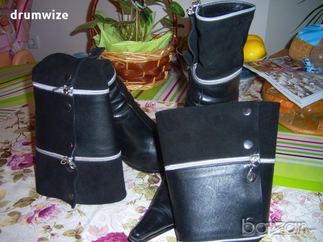 Италиански дамски ботуши от естествена кожа и велур №39 - 2 в 1, снимка 8 - Дамски ботуши - 9015362
