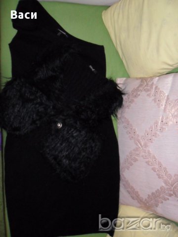 100 % Sonia Rykiel дизайнерска оригинална рокля + подарък елек с косъм, снимка 6 - Рокли - 12015624