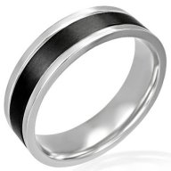Изчистен пръстен халка в черно и бяло - стомана