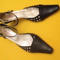 41 San Marina черни луксозни италиански обувки естествена кожа с ток, снимка 10 - Дамски обувки на ток - 20867001