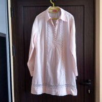 светло розова дълга туника/риза с дантела и дълъг ръкав, снимка 2 - Ризи - 26066027