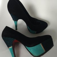 Тюркоазени обувки, снимка 2 - Дамски обувки на ток - 10517424