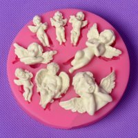 8 ангела ангели ангел силиконов молд форма декорация торта фондан сладки мъфини гипс шоколад кръщене, снимка 1 - Форми - 21406294
