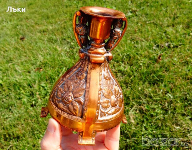 Старинен свещник,рози,барок,350 гр.