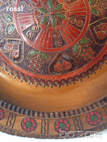 34 см. Голяма старинна чиния за стена дърворезба уникална/Германия , снимка 6 - Други ценни предмети - 16367338