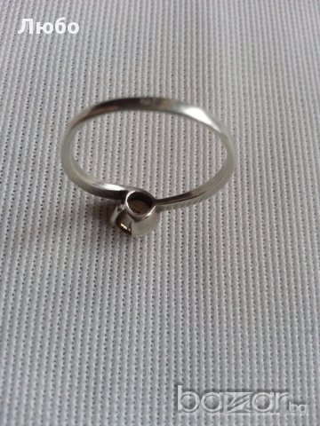 Сребърен дамски пръстен, гривна, синджирче с кристално сърце със сребърен обков, снимка 4 - Пръстени - 17658940