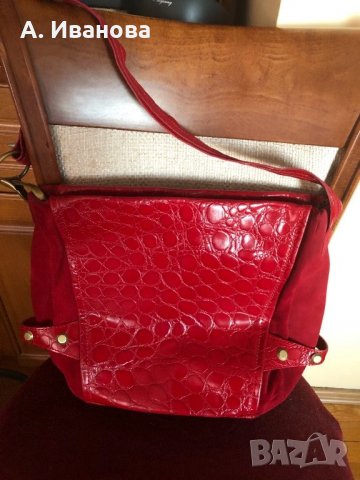 Дамска чанта естествена кожа и естествен велур Nicoli , снимка 3 - Чанти - 24576225