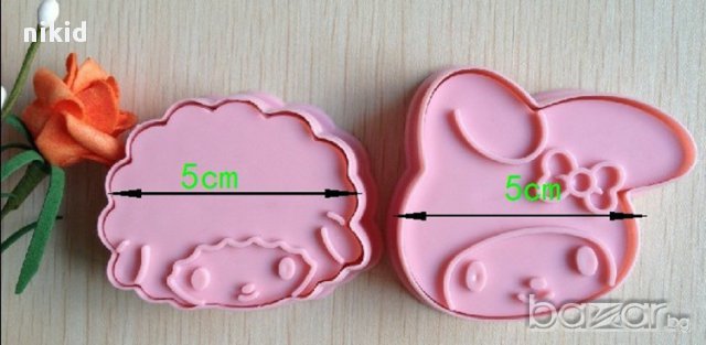 заек и овца сет 2 бр пластмасови резци форми с бутало релеф за фондан тесто сладки пластелин бисквит