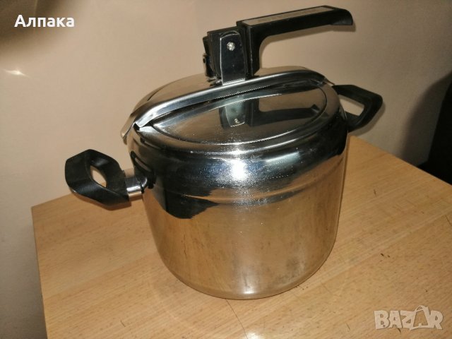 Продавам тенджера под налягане aeternum Италия, алпака, 6 литра, снимка 3 - Съдове за готвене - 25357759