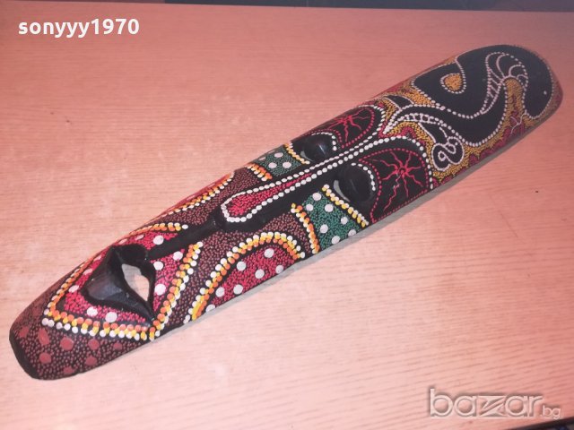поръчана-голяма цветна маска за стена-80х17х8см-дървена с релеф, снимка 1 - Колекции - 21007869