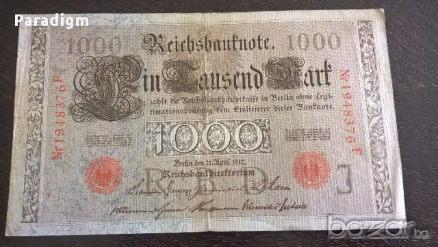 Райх банкнота - Германия - 1000 марки | 1910г.