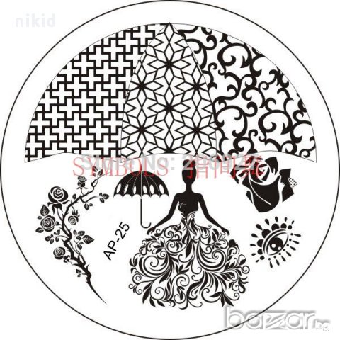 кръгла плочка / щампа шаблон за печат на нокти AP25