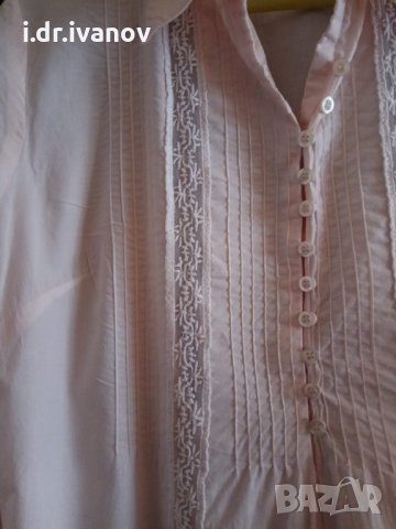 светло розова дълга туника/риза с дантела и дълъг ръкав, снимка 4 - Ризи - 26066027