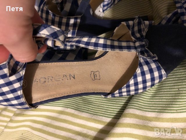 Morgan Дамска рокля и сандали - бяло и синьо каре, снимка 2 - Рокли - 24844812