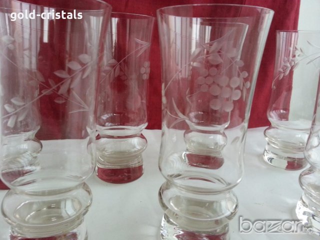 кристални чаши гравирани, снимка 11 - Антикварни и старинни предмети - 19802906