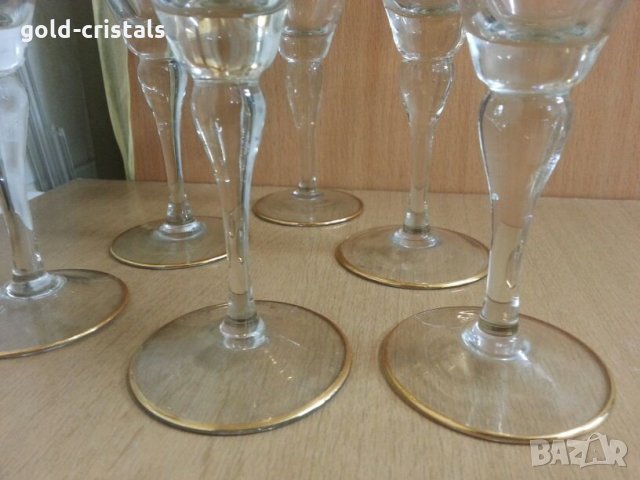 Ретро стъклени чаши за вино с много позлата, снимка 6 - Антикварни и старинни предмети - 22383019