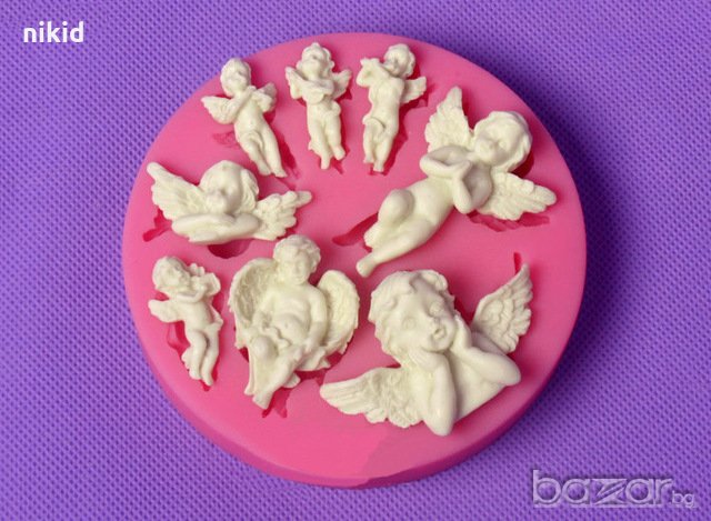 8 ангела ангели ангел силиконов молд форма декорация торта фондан сладки мъфини гипс шоколад кръщене