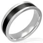 Изчистен пръстен халка в черно и бяло - стомана, снимка 1 - Пръстени - 10626049