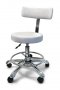 Козметичен/фризьорски стол - табуретка с облегалка Win - бежова/бяла/сребриста 49/63 см