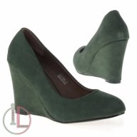 Ликвидация!Зелени обувки на ниска платформа, снимка 1 - Дамски обувки на ток - 7041162