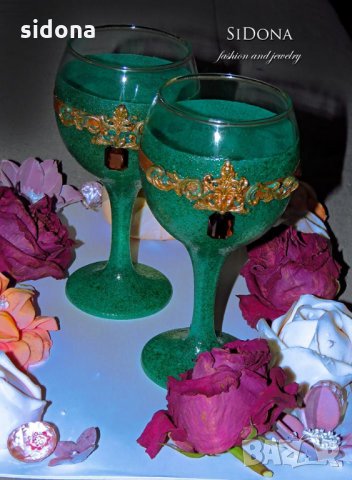 Комплект чаши "Изумруд", снимка 4 - Подаръци за рожден ден - 24465306