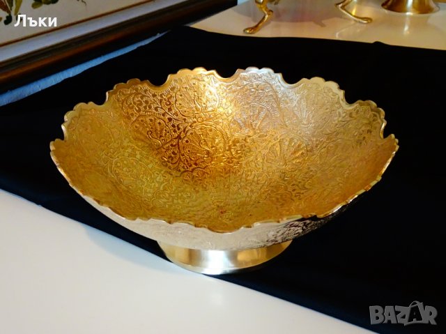 Бронзова фруктиера,салатиера с пауни,780 гр. , снимка 9 - Антикварни и старинни предмети - 25257792