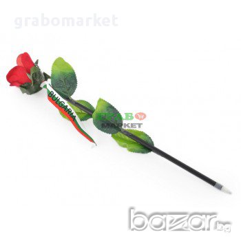 Атрактивна химикалка във формата на роза, декорирана с лента на българския трикольор. Дължина - 40 с, снимка 2 - Други - 16190541