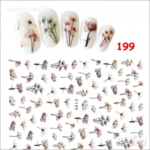 Стикери карсиви цветя за маникюр, снимка 2 - Продукти за маникюр - 21817677