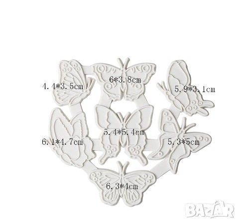 7 релефни контур пеперуди силиконов молд щампа печат форма за торта украса фондан, снимка 2 - Форми - 26071299