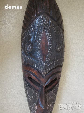  Африканска маска от абанос и мед, снимка 7 - Колекции - 23437736