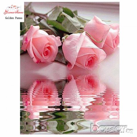 5D рози до вода диамантен гоблен картина мозайка за направа по схема с камъчета