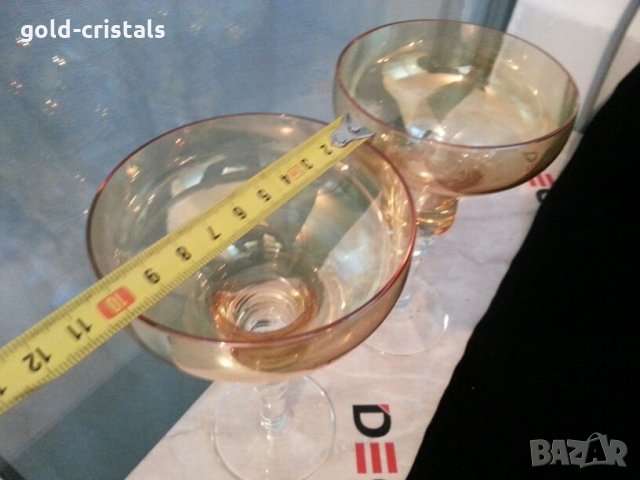  кристални  чаши цветно стъкло , снимка 4 - Чаши - 24077713