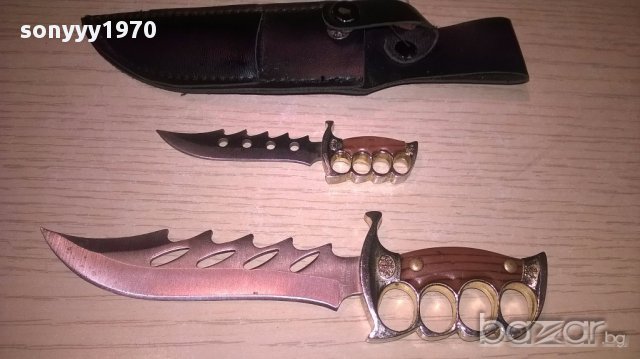 440 stainless steel-ножове 2 бр с кания-17см-внос швеицария, снимка 3 - Антикварни и старинни предмети - 17317592