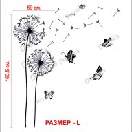 Стикер за стена - цвете и пеперуди глухарчета, снимка 4 - Декорация за дома - 12070541