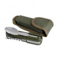 Нов джобен комплект за излет пикник нож вилица лъжица калъф милитари цвят зелен, снимка 2 - Ножове - 20413148