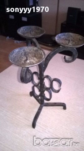 Ретро свещник-27х20х20-ковано желязо, снимка 3 - Антикварни и старинни предмети - 17943295